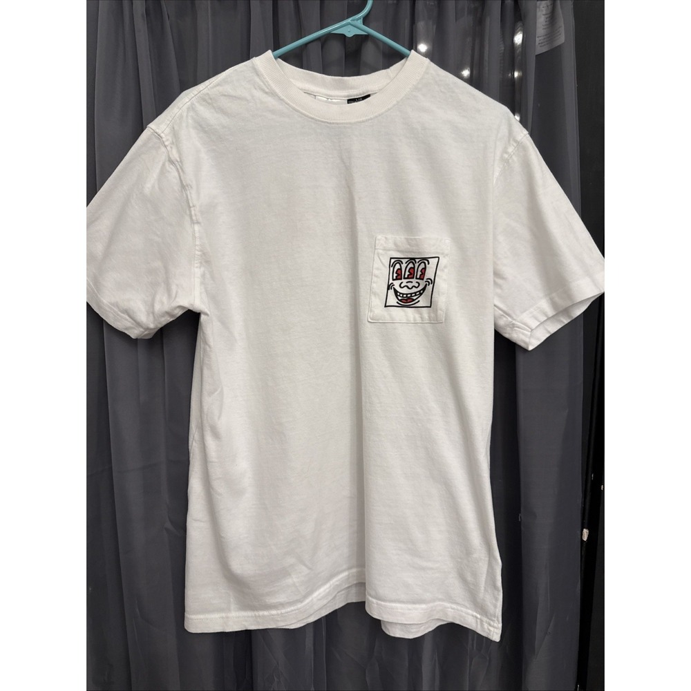 Keith Haring Pop Shop Three Eyes Monster Pocket TShirt Large L White Graphic Tee